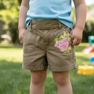 H&M DC Comics Supergirl Khaki Shorts Size 3-4